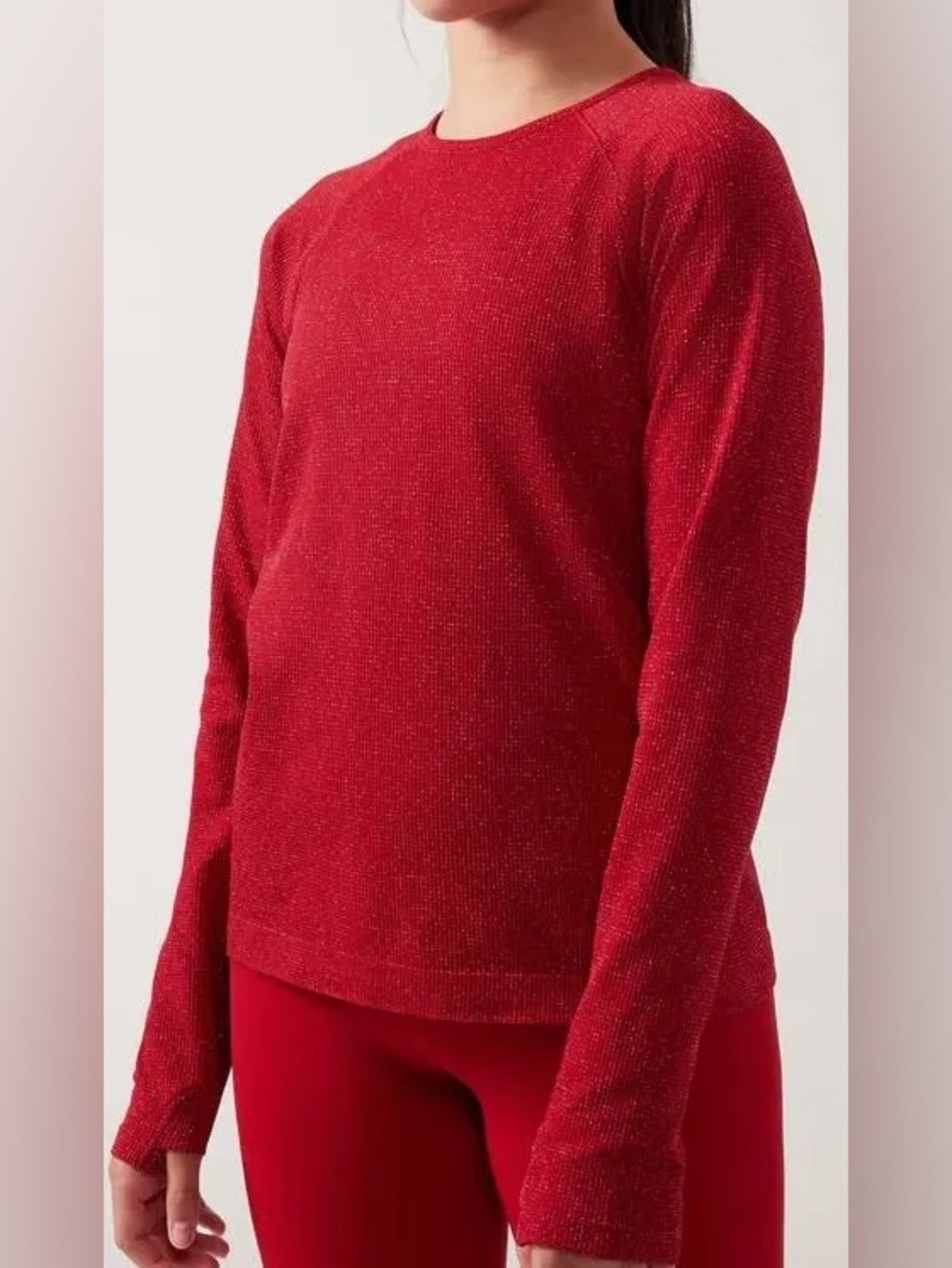 NWT Athleta Girl Red Power Up Shimmer Top